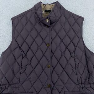 Eddie Bauer Vest Womens XL Brown Quilted Goose Down Puffer Outdoor Pockets